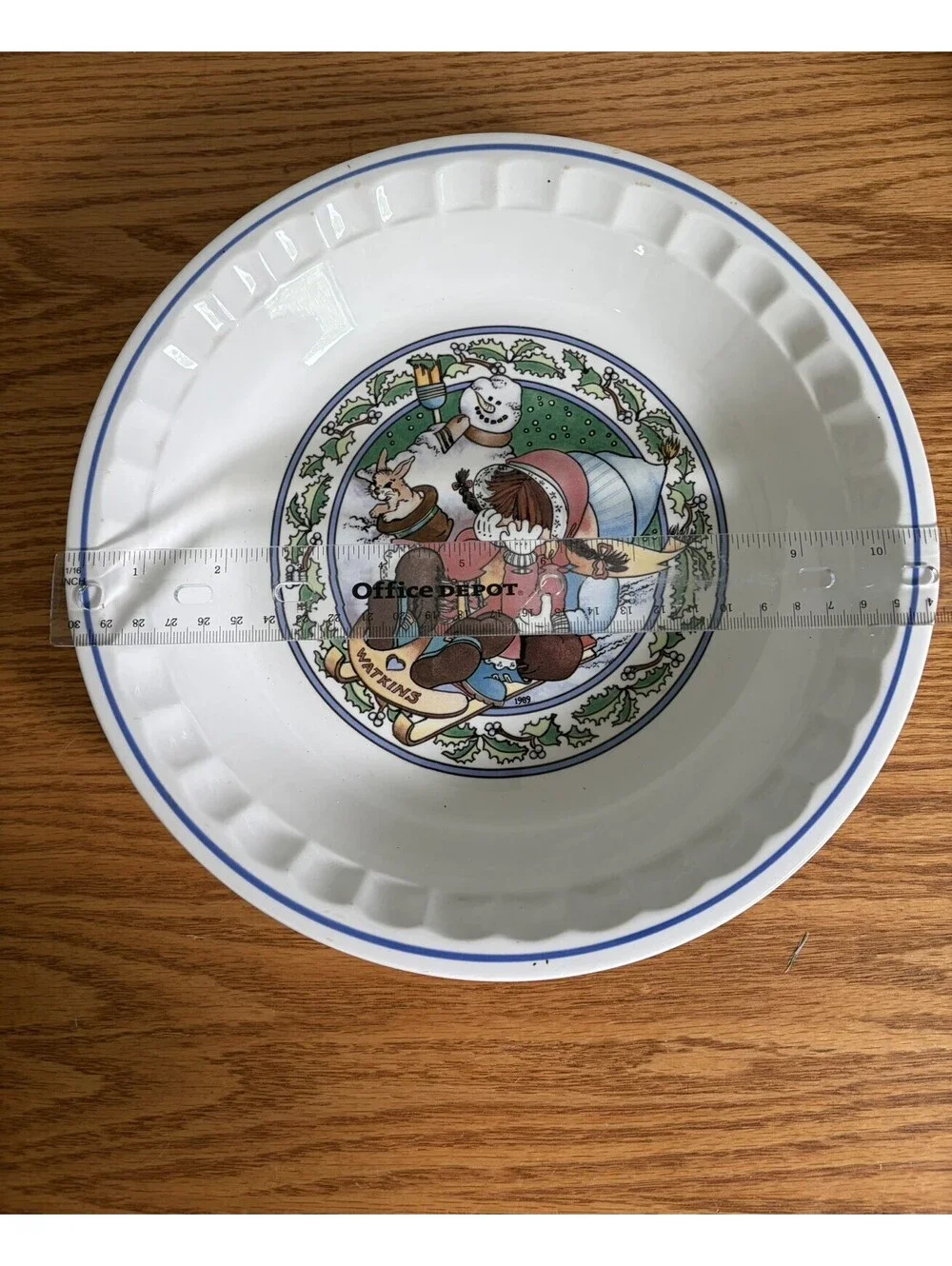 Vintage Watkins 80s Country Kids Collectors Fireside French Apple Pie Plate